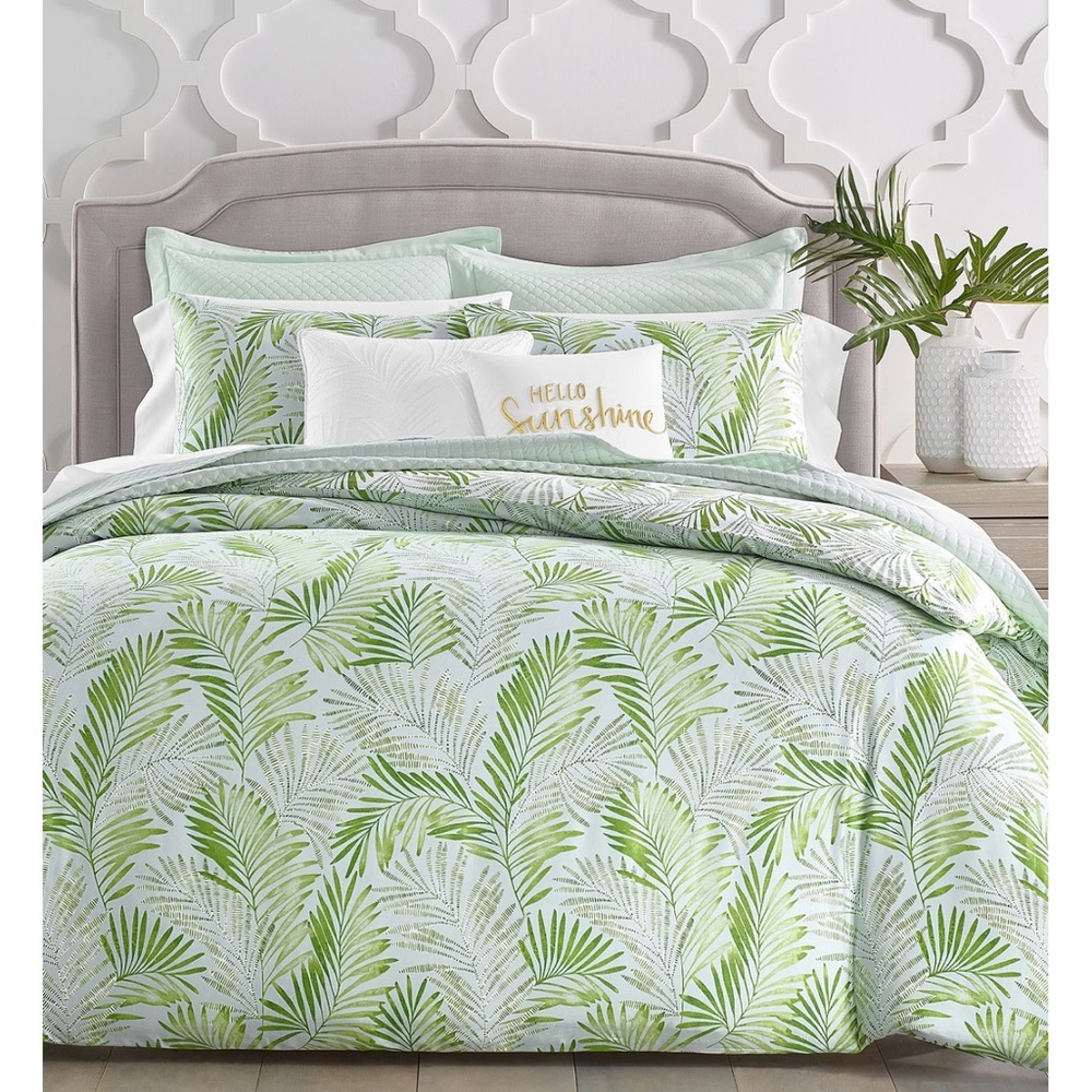 Cascading Palms 300-Thread Count 3-Pc. Duvet Cover Set, King